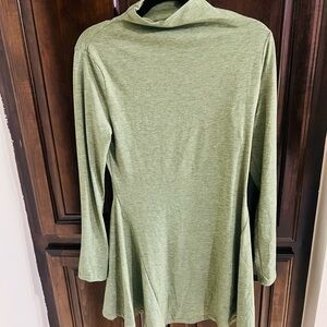 Halara Green Mock Neck Mini Dress Long Sleeve Stretchy Flowy Women’s